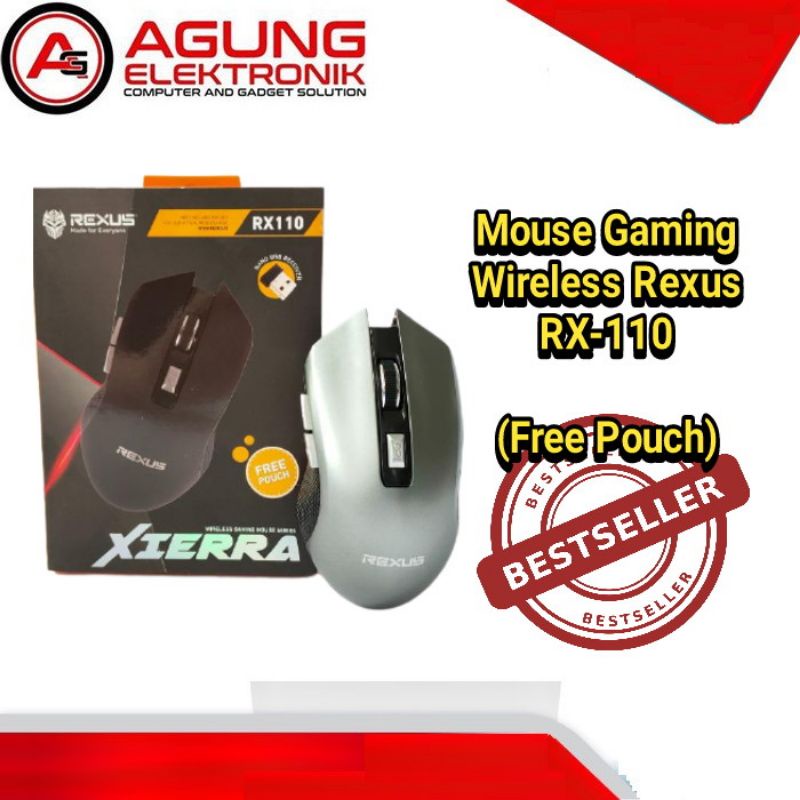 MOUSE WIRELESS REXUS RX-110 HITAM (Free Pouch)