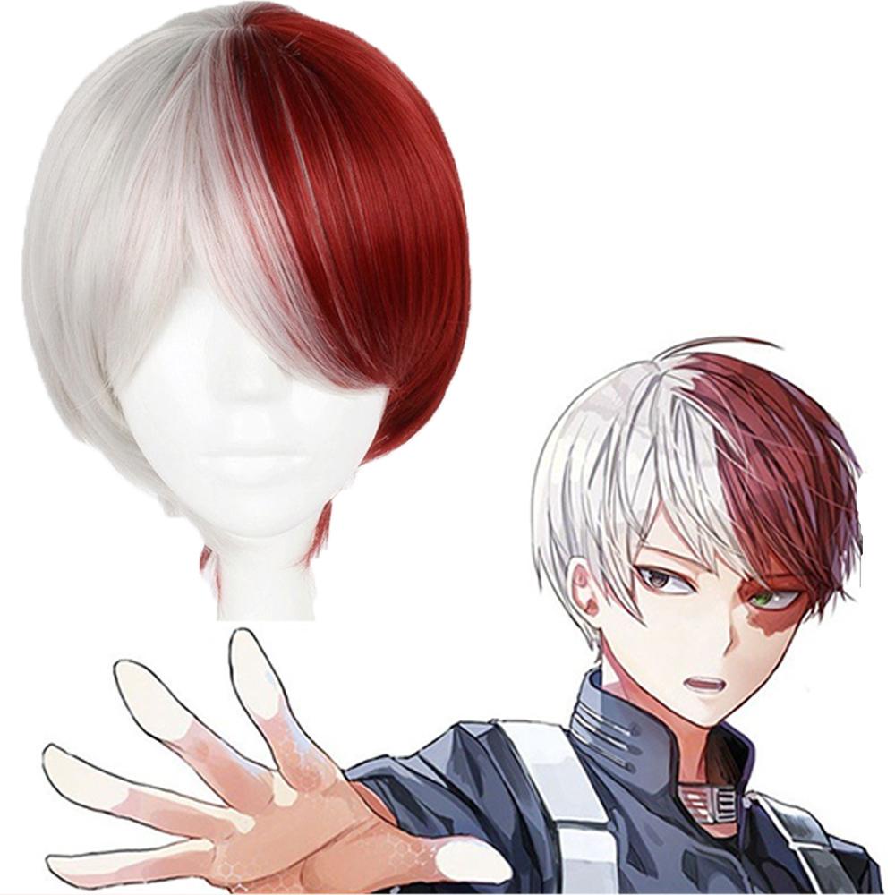 Agustina My Hero Academia Wig Unisex Kostum Pendek Todoroki Shoto Tahan Panas Wig Penuh