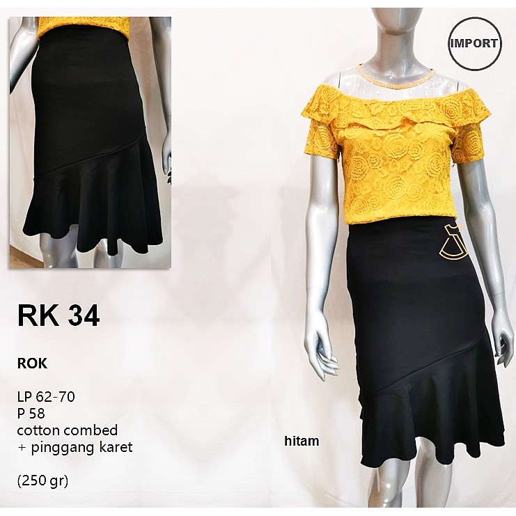 RK34 - ROK BASIC MERMAID ROK SPAN KANTOR IMPORT MODERN MURAH