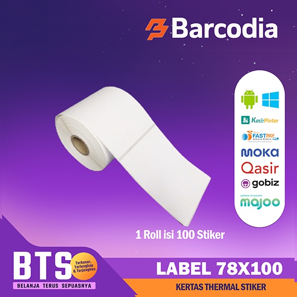 Label Sticker Barcode 78x100mm Thermal (7,8 Cmx10cm 100Pcs ) / Kertas STiker Thermal 78x100 isi 100pcs - Label Alamat Pengiriman