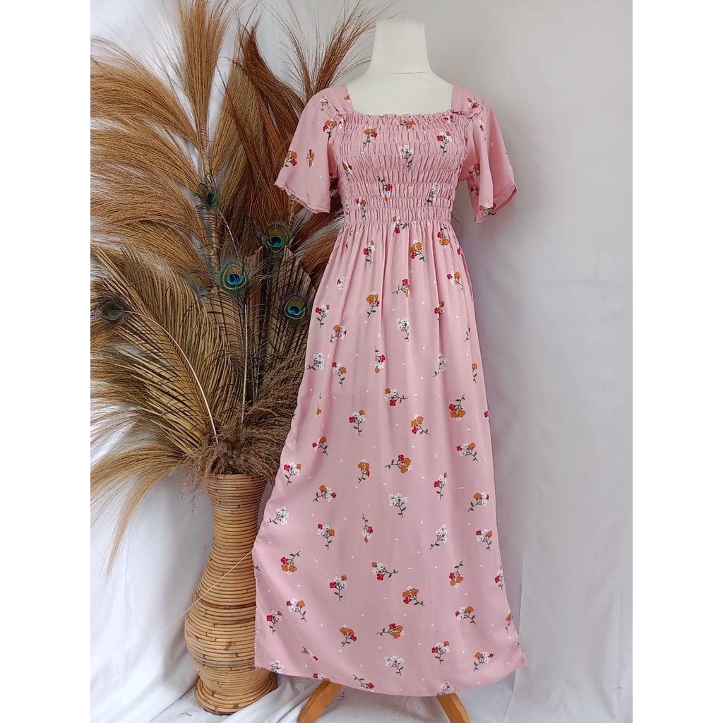 VANESSA PANJANG/DASTER KERUT/DASTER SMOK-WAX BEGONIA PINK