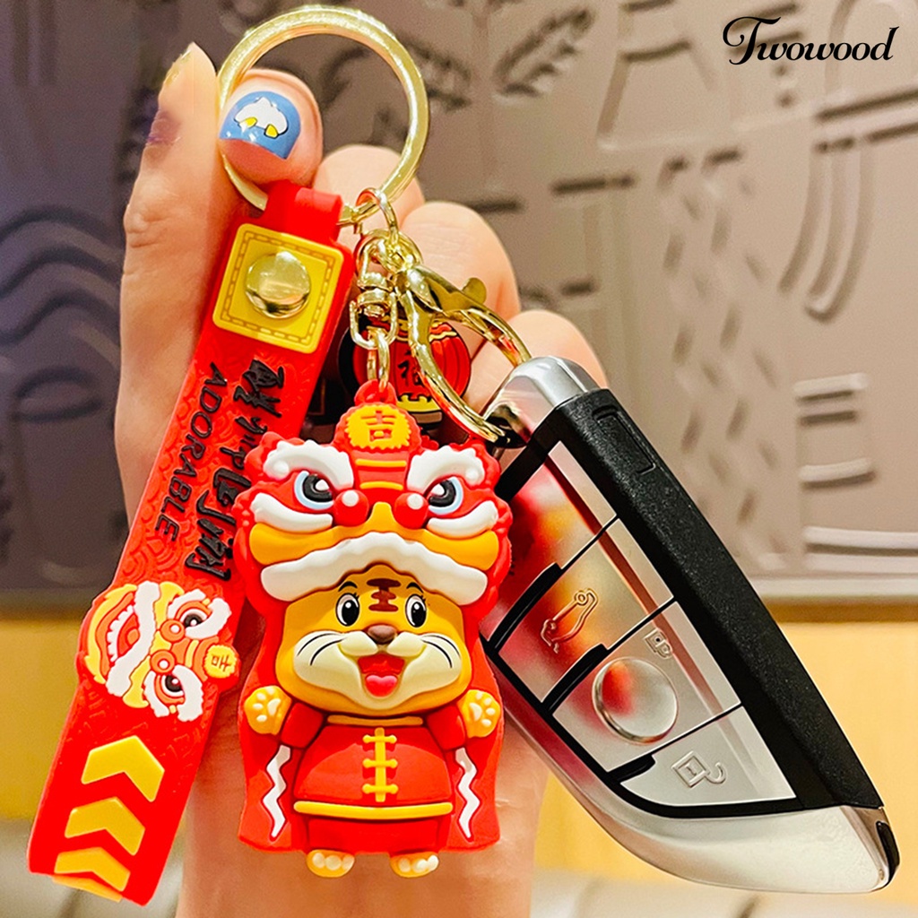 Twowood Key Chain Cartoon Unisex Chinese Year of The Tiger Key Ring Pendent Decorative Festival Gift for Children