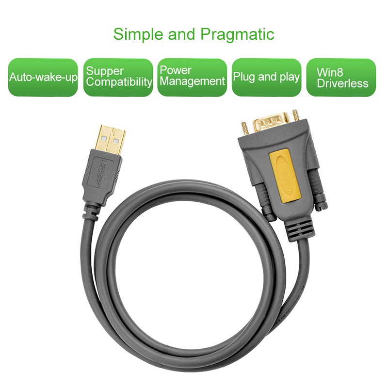 【Stok Produk di Indonesia】Ugreen Kabel Adapter Converter USB to RS232 DB9 Panjang 1.5m