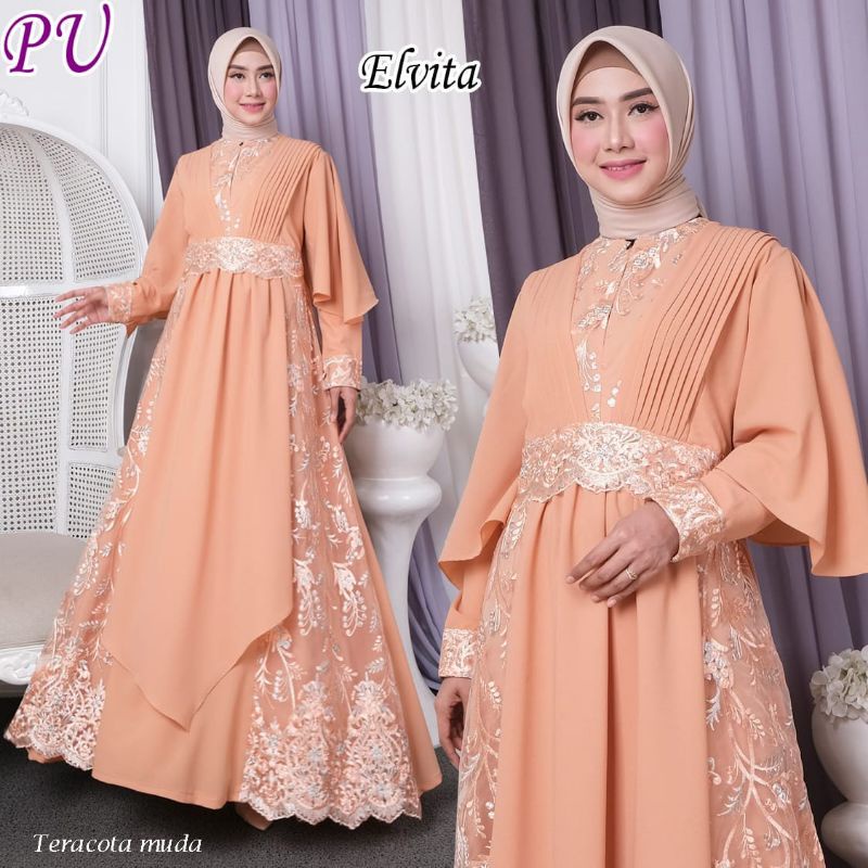 gamis brukat pesta premium terbaru MDelvita