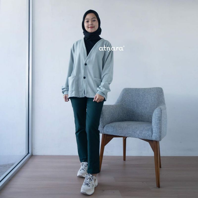 Sweater Cardigan Polos Bahan Fleece //  Atasan Cardigan  outer fashion style