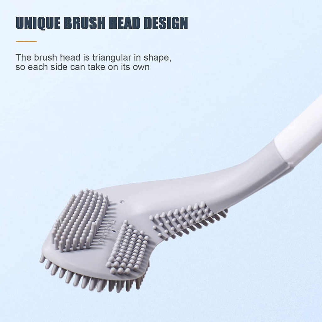 [TPR Silicone Long Handle Toilet Brushes with Brush Holder] [Golf Shaped Creative Bendable Brush Head Toilet Brush]