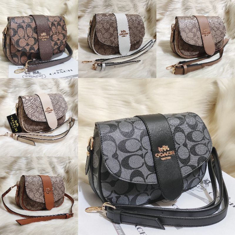 PROMO!!! TAS WANITA C0ACH AMORA PLATINUM CANVAS ALL VARIANT UK 23x16