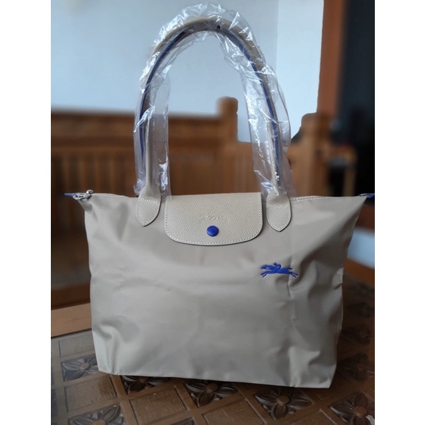 Tas Wanita LC Longchampp Le Pliage Club Small Long Handle (SLH) Beige