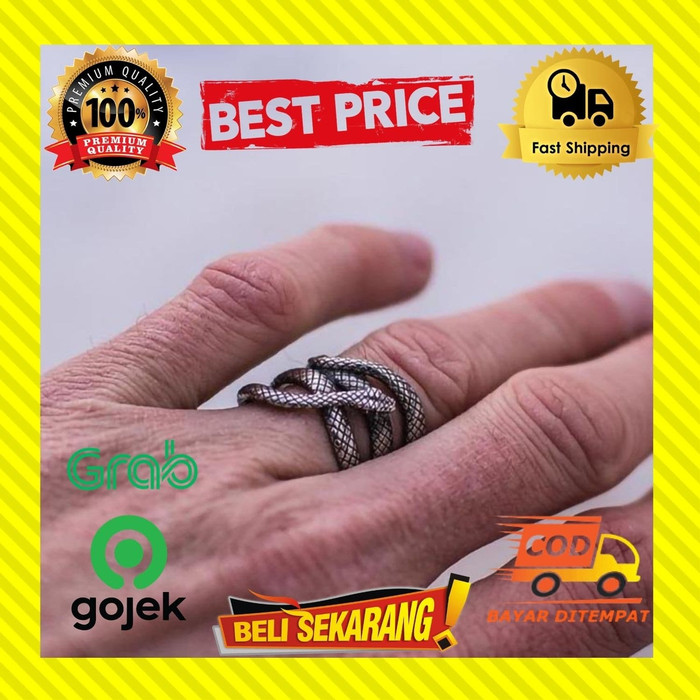 CINCIN PRIA TITANIUM ULAR SILVER PUNK TENGKORAK PERAK ORI PREMIUM C125