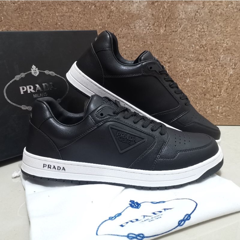 sepatu hitam pr4da sneaker pria type 2022lv mirror shoes men run away kulit asli leather P1SHOES black cowok