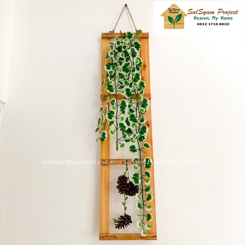 Rak Dinding Vas Pot Kaca Bunga Tanaman Air Gantung Dekorasi Dinding Rak Kayu Jati Belanda Unik