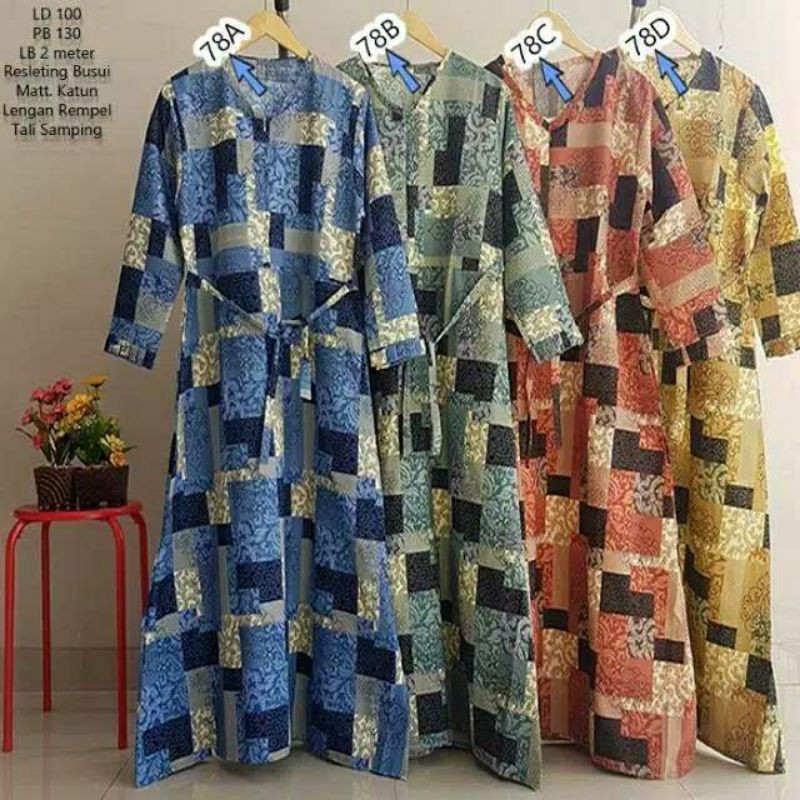 Gamis katun motif baru XL (busui)