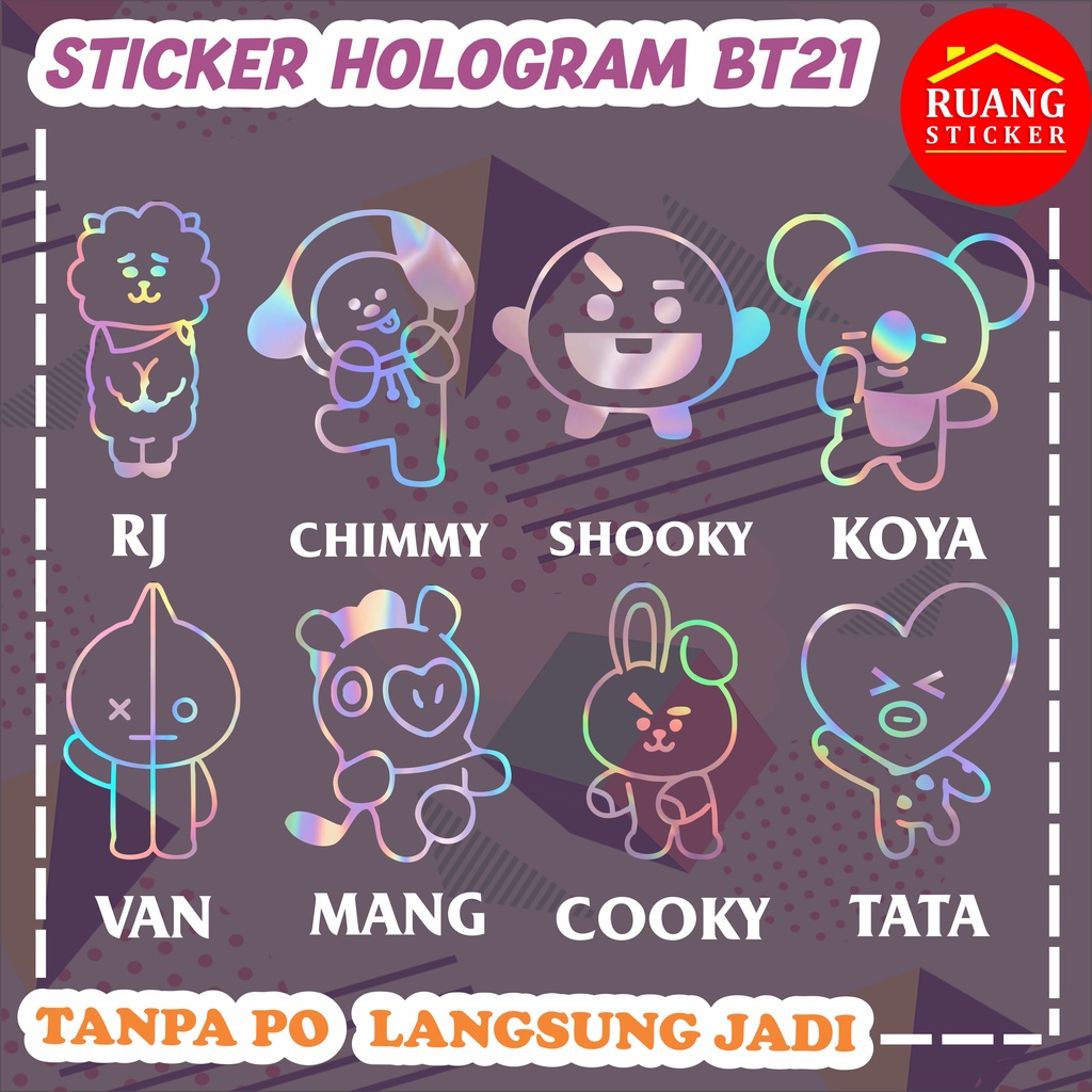 SEHARI JADI STIKER HOLOGRAM PELANGI BTS BT21 KARAKTER