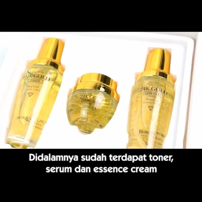 BIOAQUA 24K Gold Facial Kit Paket Skincare Toner Serum Krim Essence BPOM