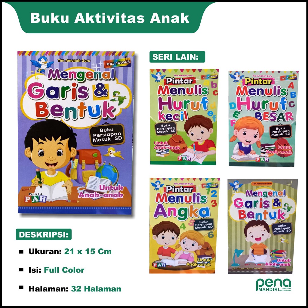 Mengenal Garis dan Bentuk TK Paud Buku Persiapan Masuk Anak SD