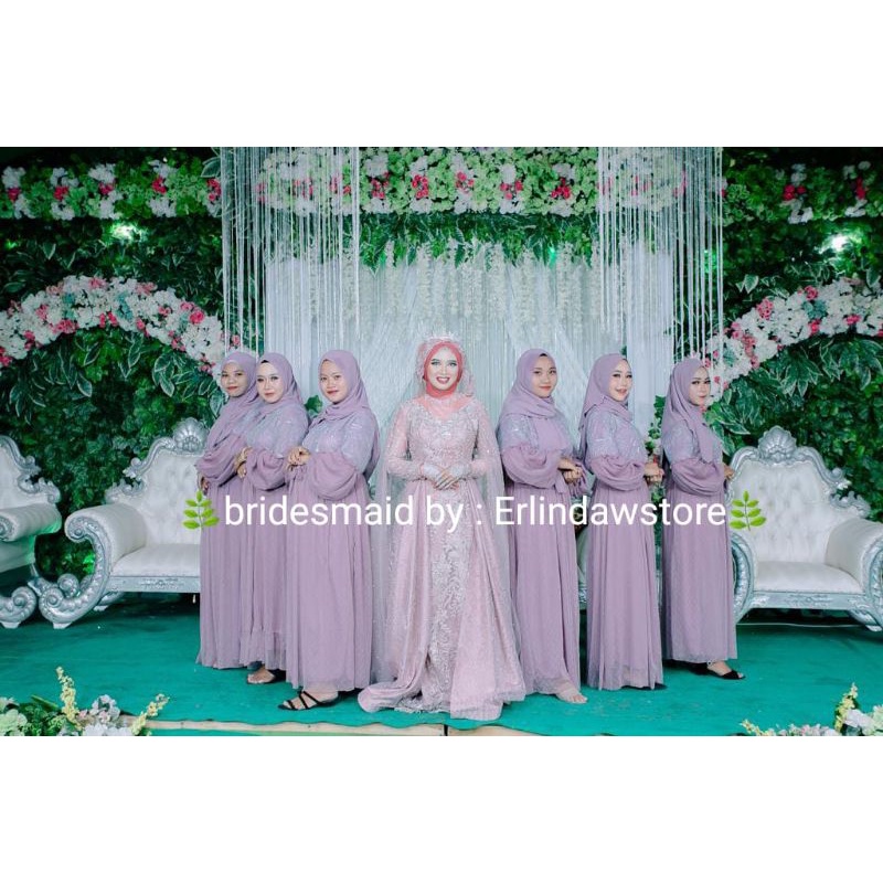 COUPLE Pesta Bridesmaid Erlindaw collection // [COD] GARANSI TERMURAH - Lilla Maxi Dress / Alila Gamis Lila Lilia Brukat Mix Mutiara