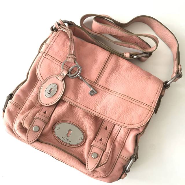 Preloved Fossil Maddox Flap Crossbody Pink
