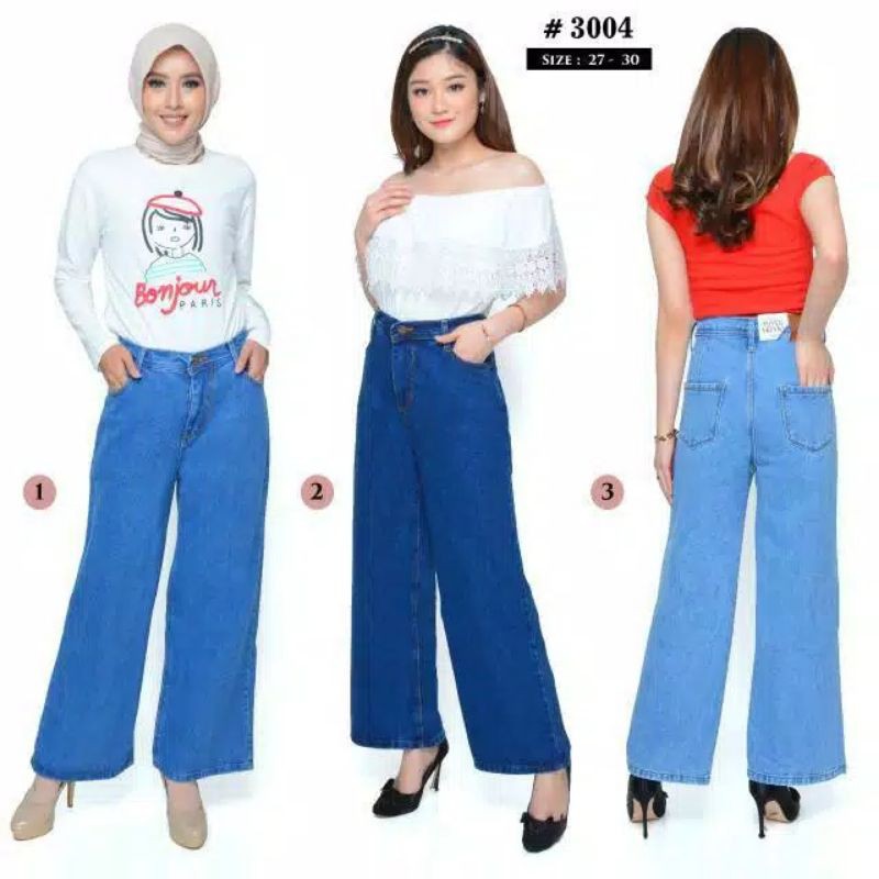 HIGHT WAIST KULOT JEANS WANITA PREMIUM/KULOT POLOS