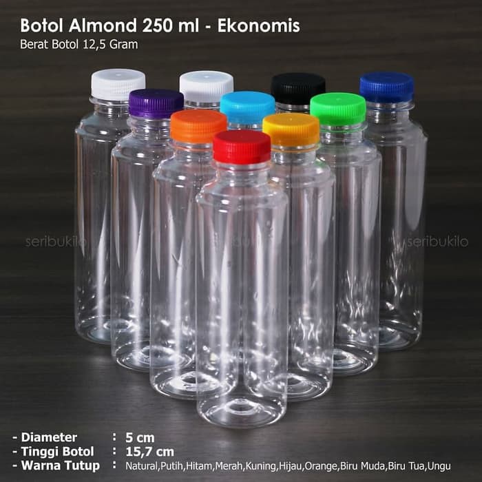 Botol Almond Long Neck 250 Ml+Tutup (eceran)
