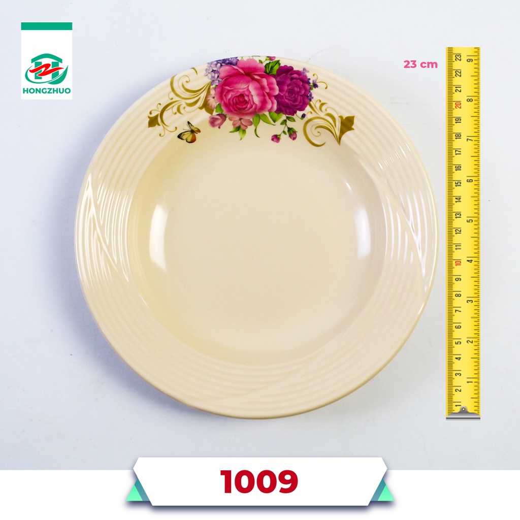 Hongzhuo Piring Melamine Bunga Rose Food Grade Piring Makan Elegant-7