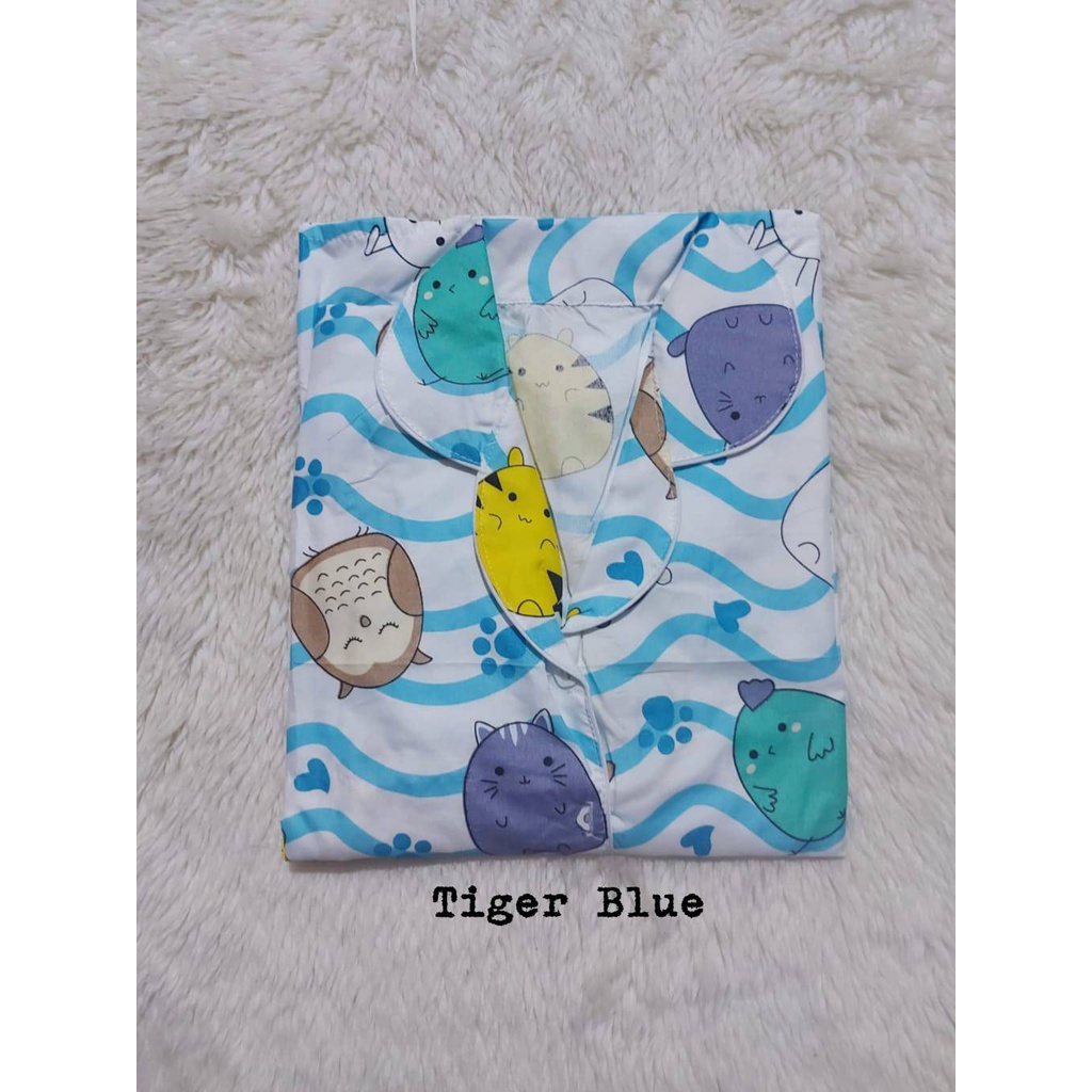 Setelan Piyama Baju Tidur PP Jumbo LD 116 -120 cm Motif  Size XXL Katun.-TIGER BLUE