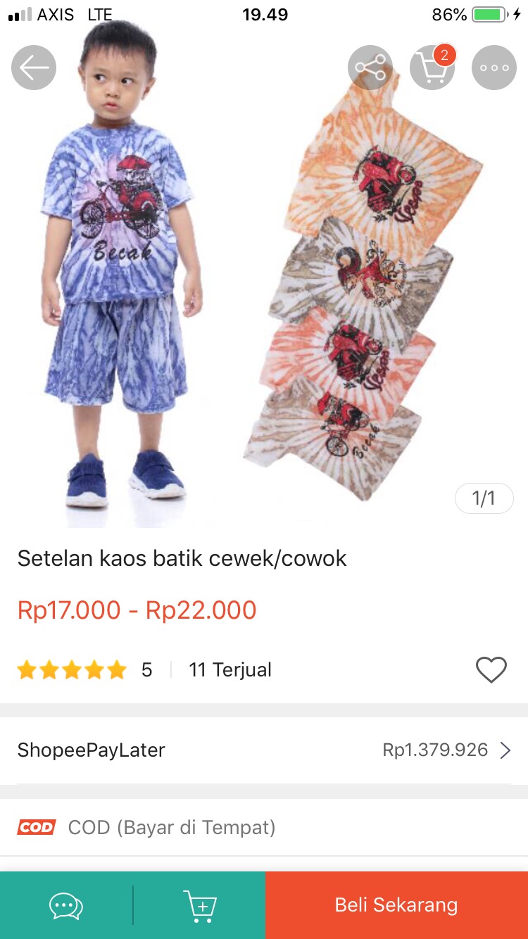 Setelan Kaos Batik Cewek/cowok