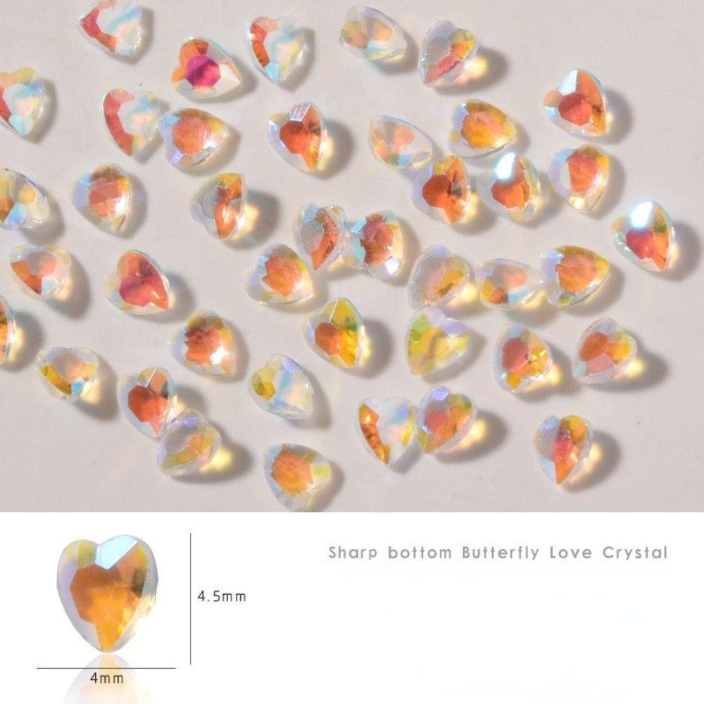 MXBEAUTY Paku Charms Cinta Hati Kristal Hiasan Kuku Salon Kuku Manikur Aksesoris DIY Bahan Kuku Nail Art Berlian Imitasi