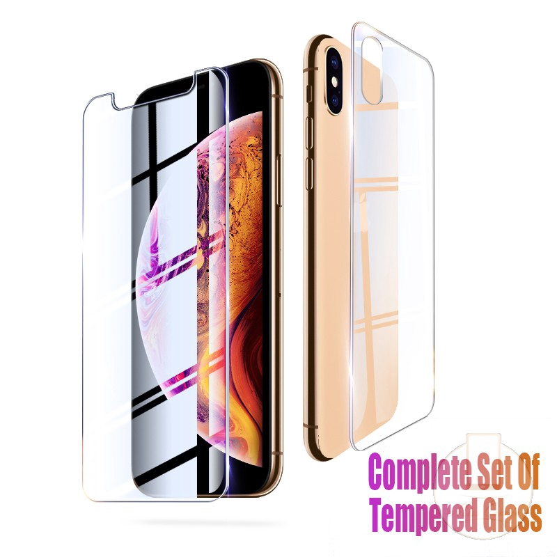 Tempered Glass Pelindung Layar Depan Dan Belakang 2 In 1 Untuk Iphone 11 12 Pro Max 6 6s 7 8 Plus Iphone 12mini X Xr Xs Max Se 2020