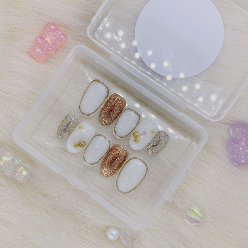 Glittery custom press on fake nails nail art gel