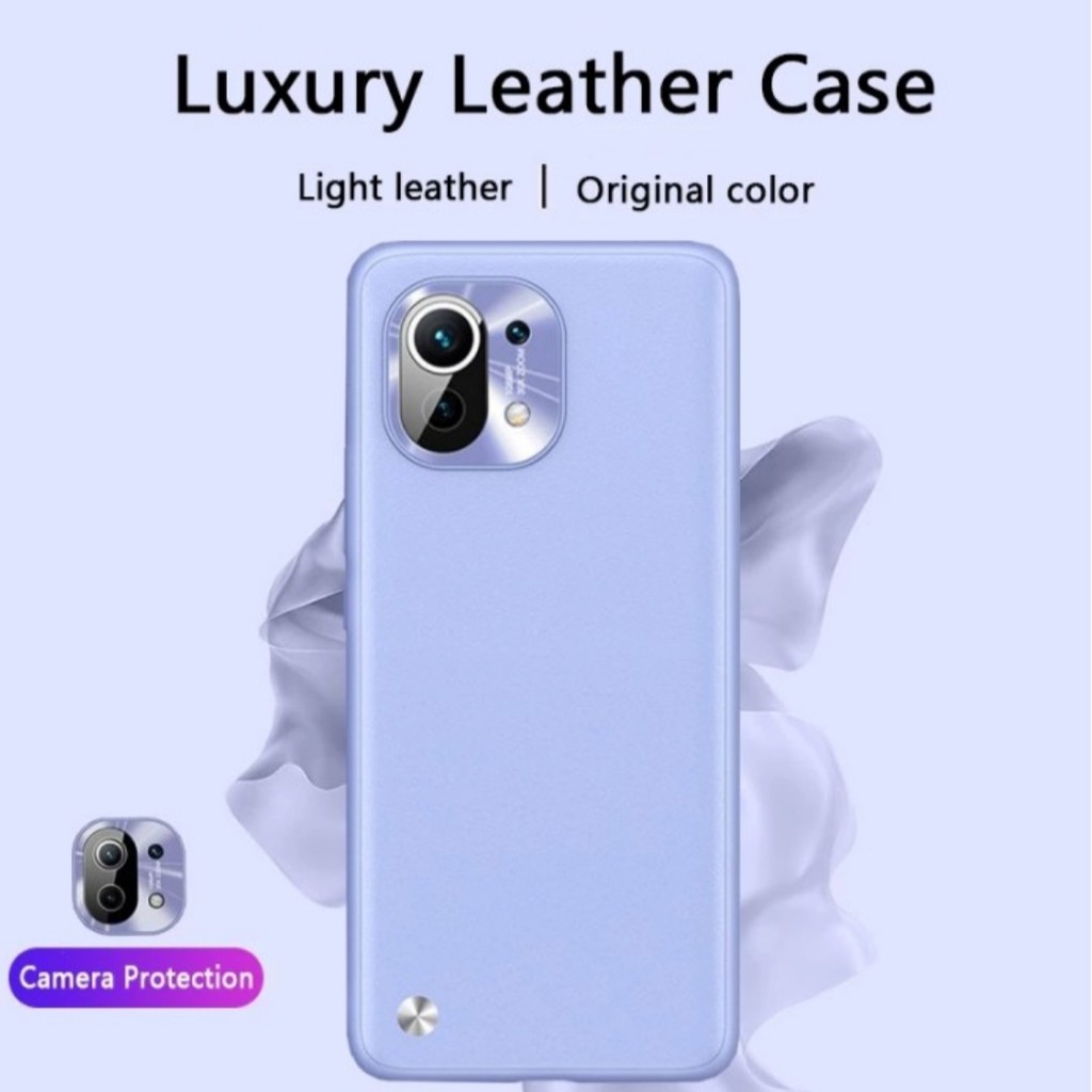 Soft Leather ring metal camera Xiaomi mi11 mi 11 case casing cover