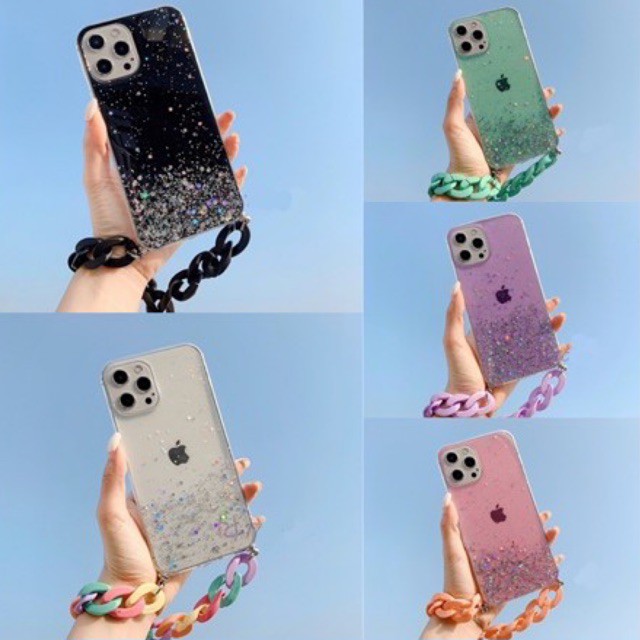 Chain Glitter Case OPPO RENO 5f 5 4f 3 2 A54 A33 A53 A15s Vivo X60 Pro Y51 Samsung A32 A52 A72 M02