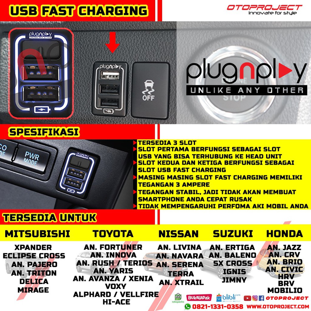 USB CHARGER MOBIL UNIVERSAL