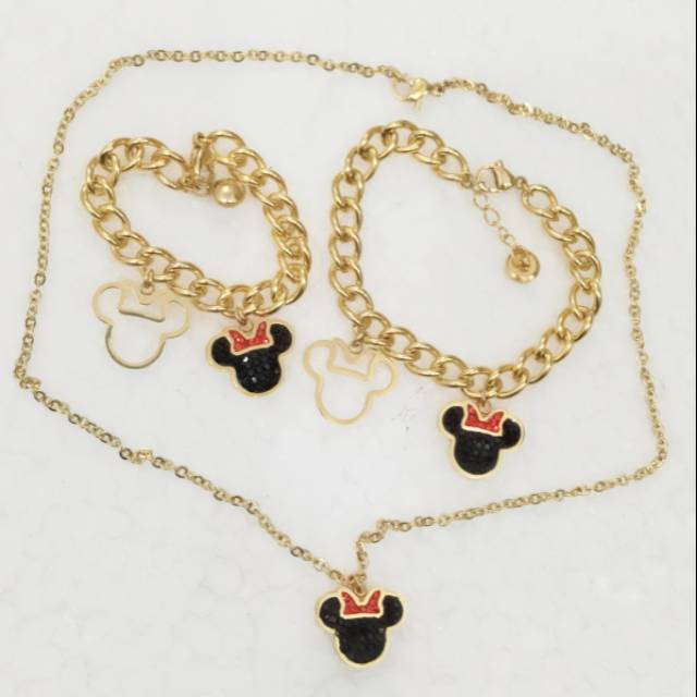 Set titanium anak gold/rosegold/putih +pouch