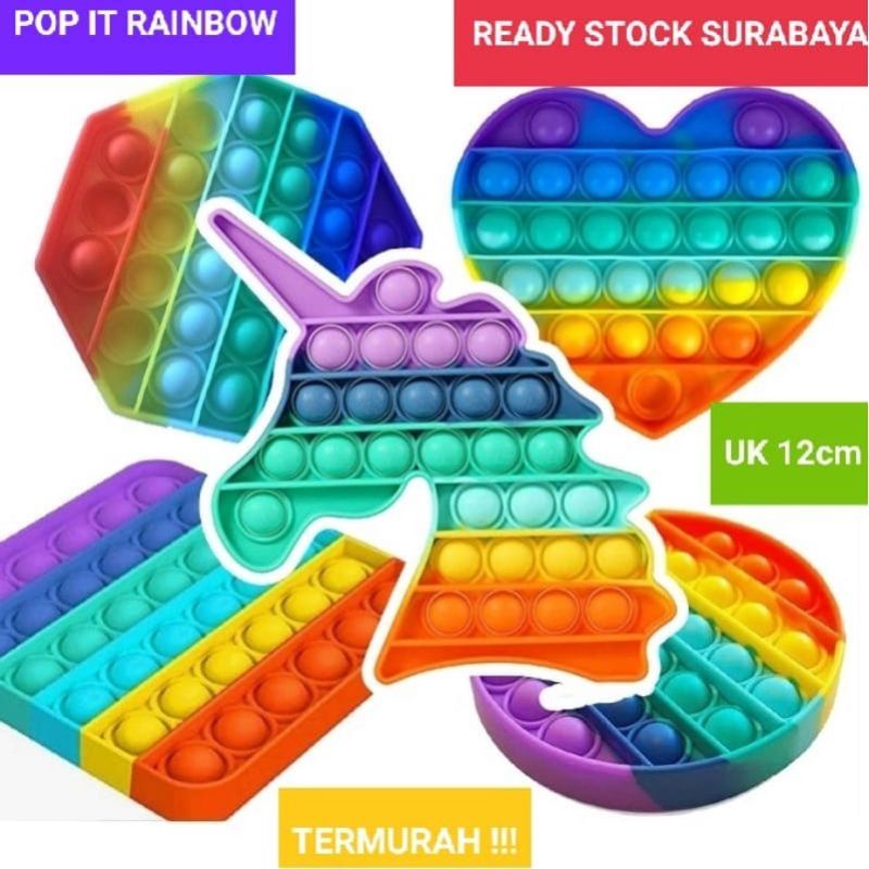 mrcaisen POP IT RAINBOW Gratis kelereng dan dadu Toys Push bubble stress kids pop it murah popit mainan anak rainbow P006