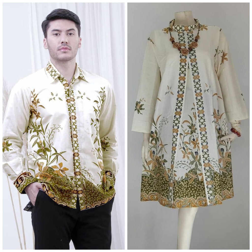 Couple Dress Tunik Batik Pesta Elegan Modern Kemeja Seragam Kondangan Primisima Motif Cantik Bella 9