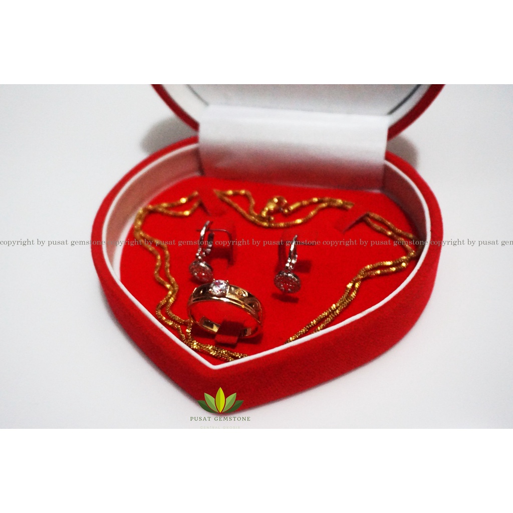 Set Kotak Perhiasan /Jewelry Box / Kotak Kalung, Anting dan Cincin Maskawin