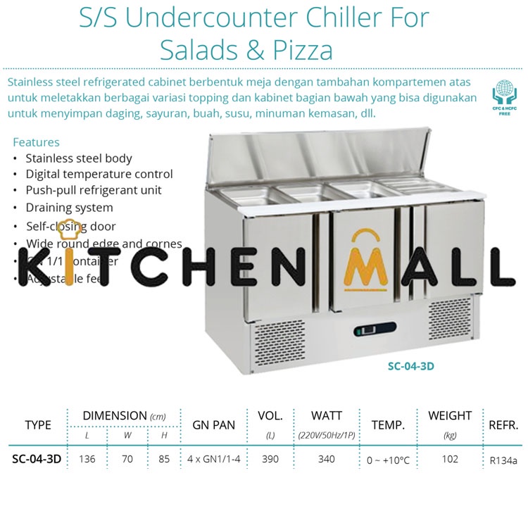Gea SC-04-3D Under Counter Chiller For Salads & Pizza
