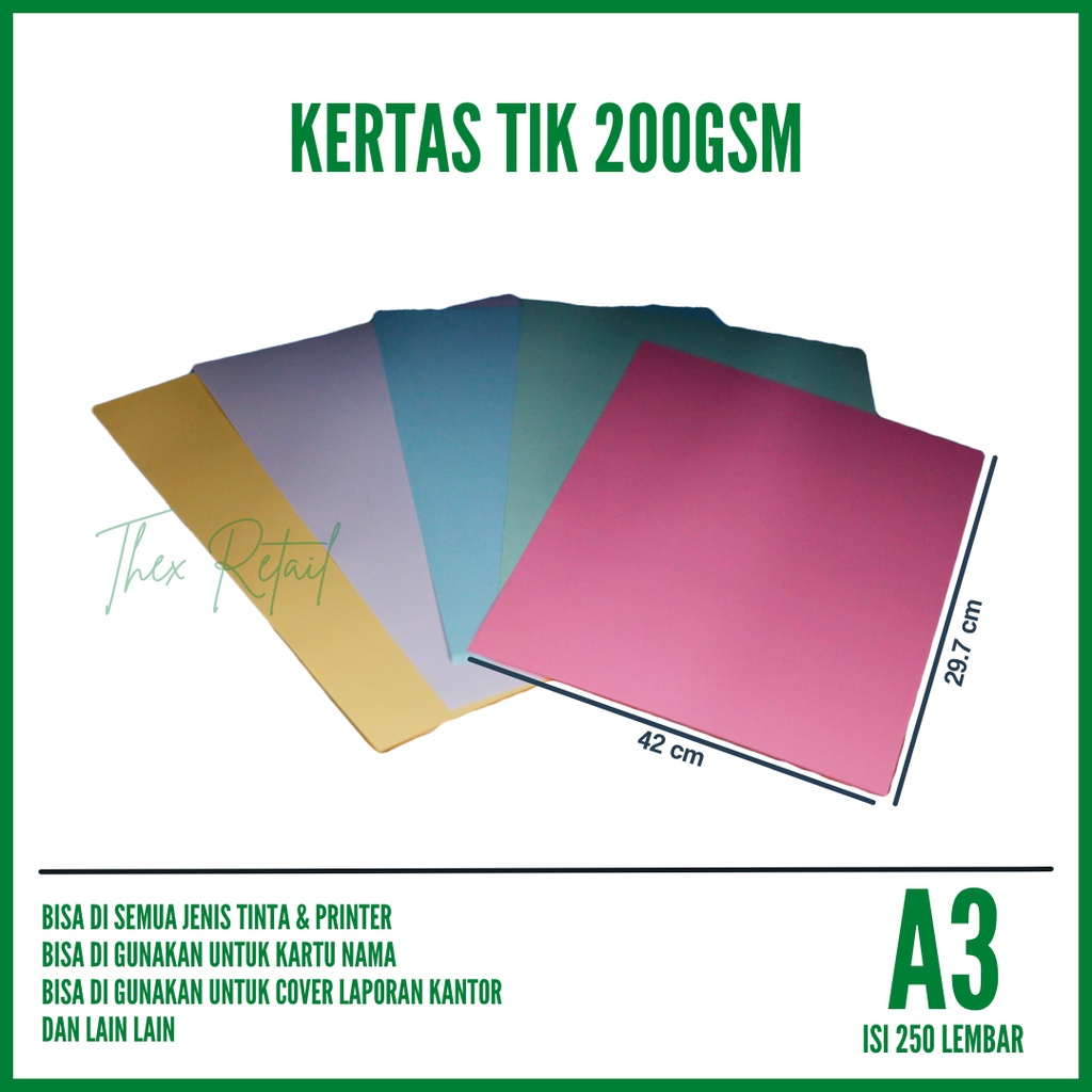 

Kertas Tik A3 200gr isi 250 lembar / Kertas Kartu Nama / Tik A3