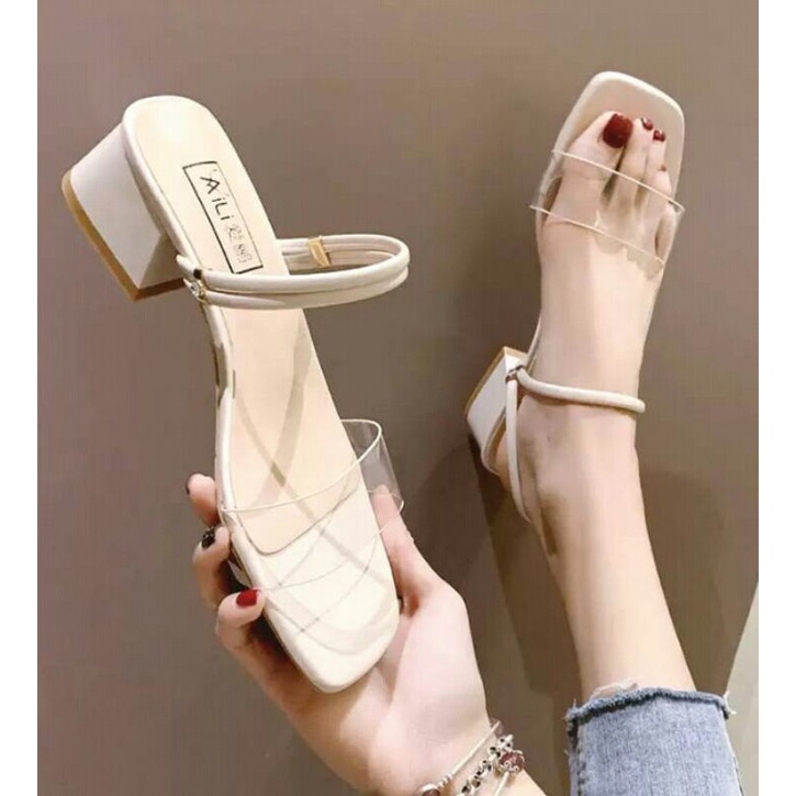 Sendal wanita hels mika tali sandal kekinian hak 3 cm, RB-0038