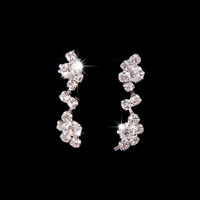 Set Perhiasan Kalung Anting Stud Cubic Zircon Untuk Aksesoris Pesta Pernikahan Wanita