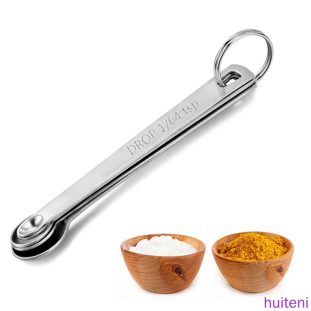 (Huite) 5pcs Sendok Takar Kecil Bahan Stainless Steel Untuk Bumbu Dapur