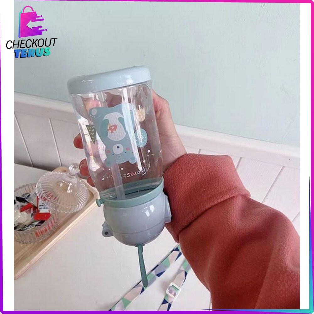 CT C302 Botol Air Minum Anak Sedotan 610ml Food Grade Botol Minum Model Tanduk Rusa Lucu Anak BPA FREE