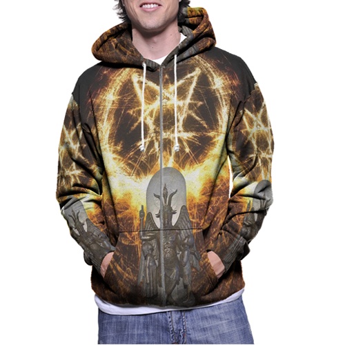 Jaket Hoodie Zipper Fullprint Baphomet Satanic Bahan Polyester Jersey [Hoodie Dengan Ritsleting] Zip