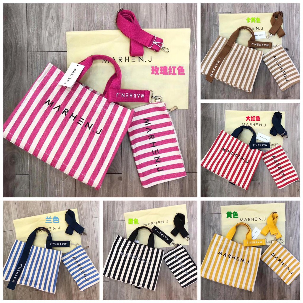 TAS WANITA-TAS IMPORT- MARHEN J RICO STRIPE TOTE BAG 2in1 ( 169# )