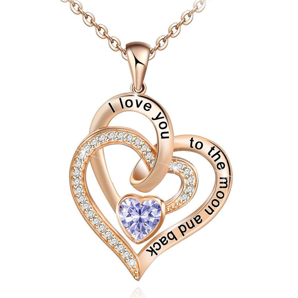 Lily Heart Kalung Istri Ibu Wanita Rose Gold I Love You to The Moon and Back