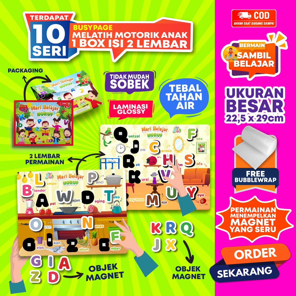 [1BOX ISI 2] KONSEP BUSY PAGE / ACTIVITY SHEET / MAINAN EDUKASI ANAK