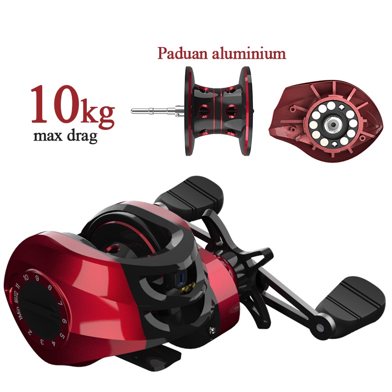 Baitcasting Reel kiri murah reel bc tangan kiri 10kg max drag 18+1BB reel pancing 7.2:1 new