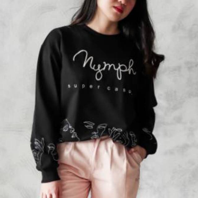 NYMPH CLOTHING SWEATER FACE LINES BLACK