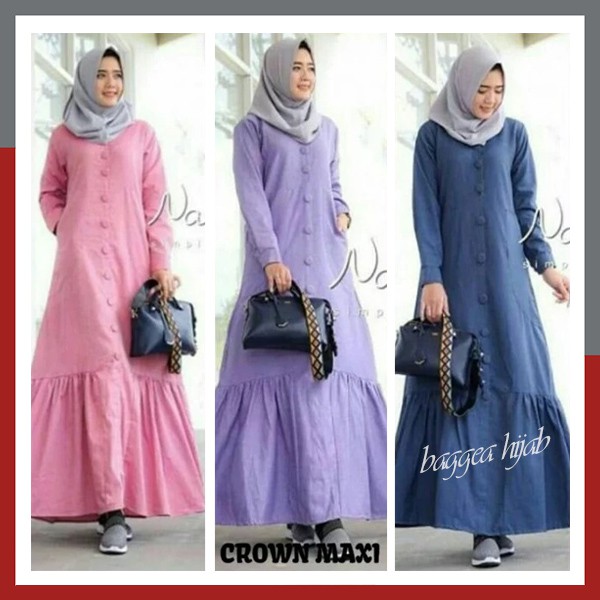 Dress Wanita Muslim Long Dress Muslim Baju Muslim Wanita Baju Kekinian Kode CM00724