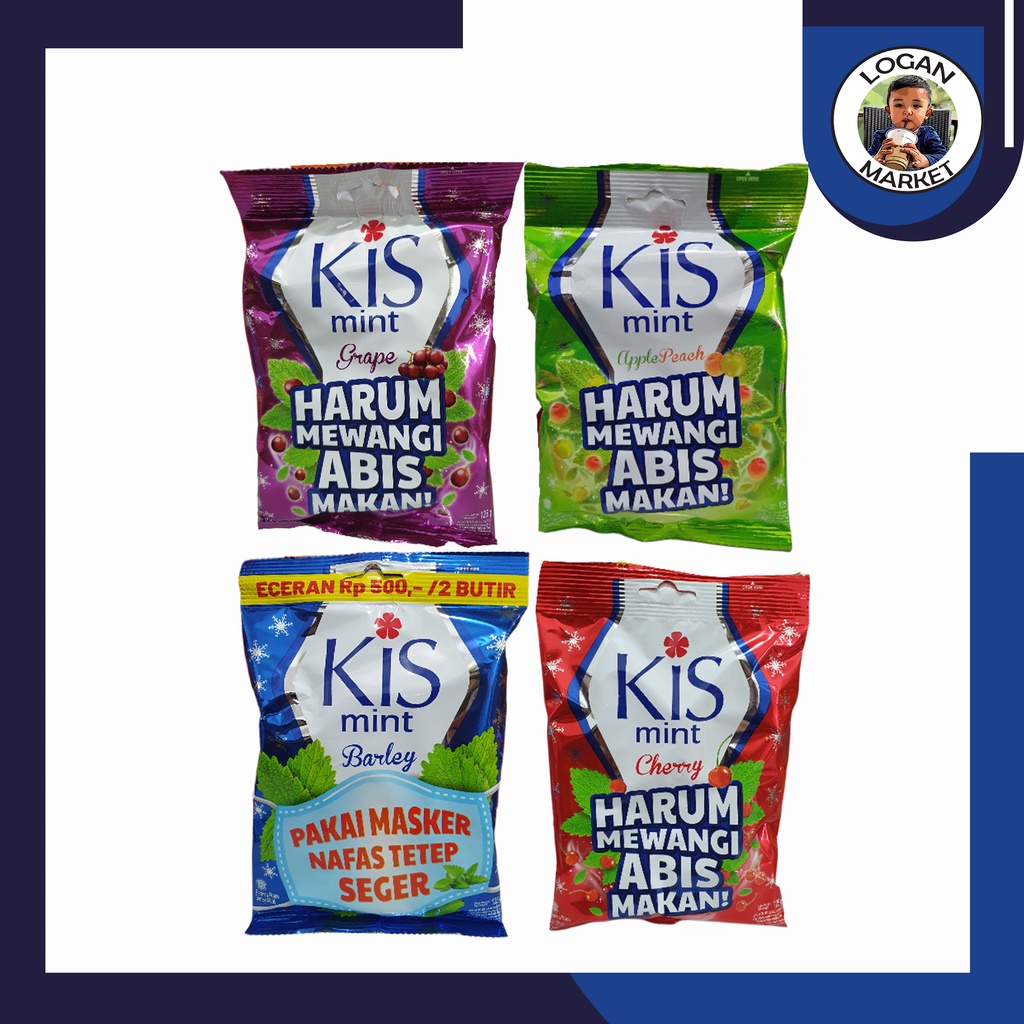 Permen Kis Kiss Isi 50 Butir Apple Peach Barley Mint Cherry Anggur Grape